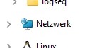 The image shows part of the Windows Explorer interface, zoomed in on three directories. The options are "logseq", "Network" and "Linux" with a little penguin besides it